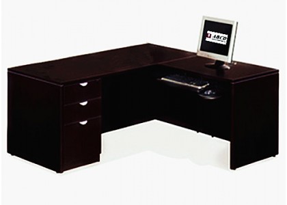 Espresso Small L-Shape Computer Desk (65"W)